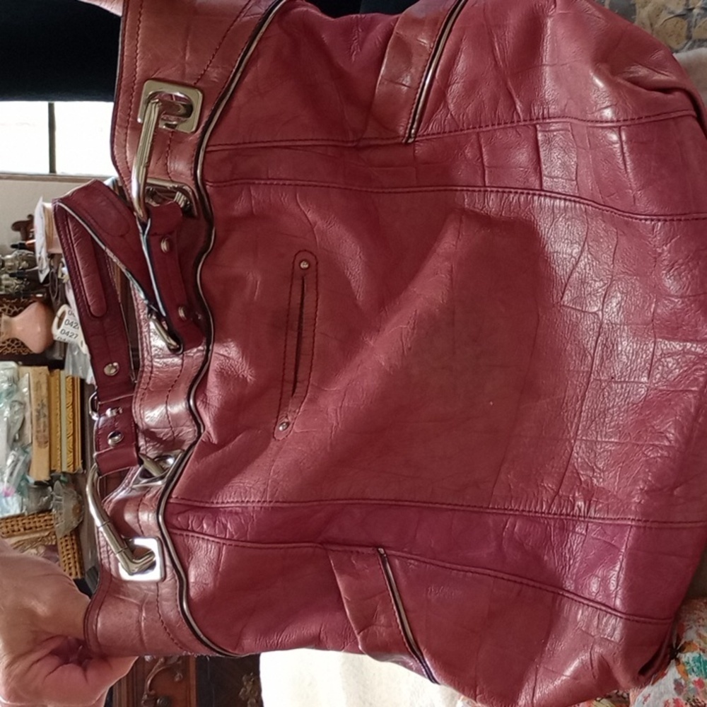 B Makowsky Vintage Bag Burgundy Large